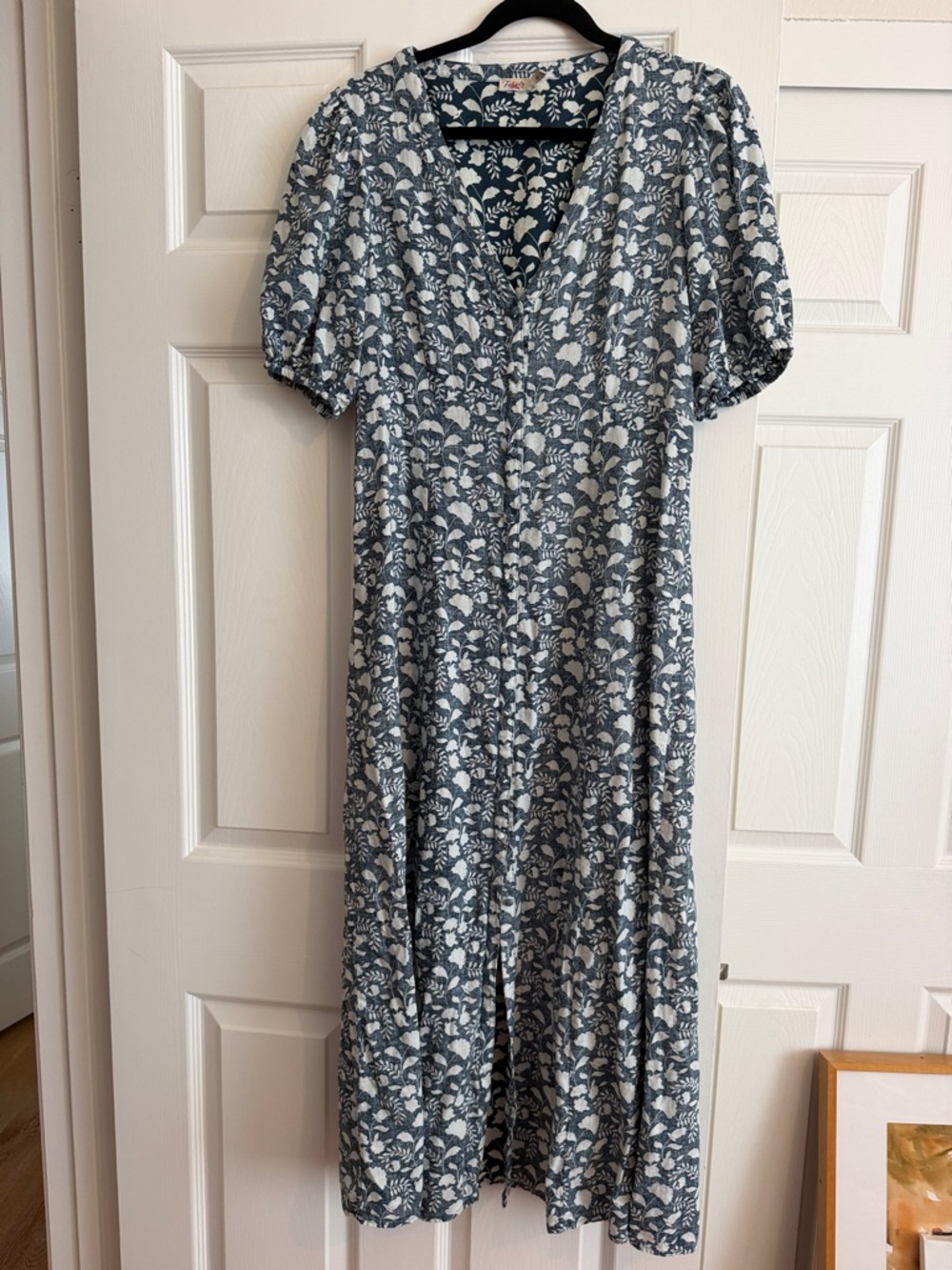 Faherty Blue and White Floral Maxi Dress